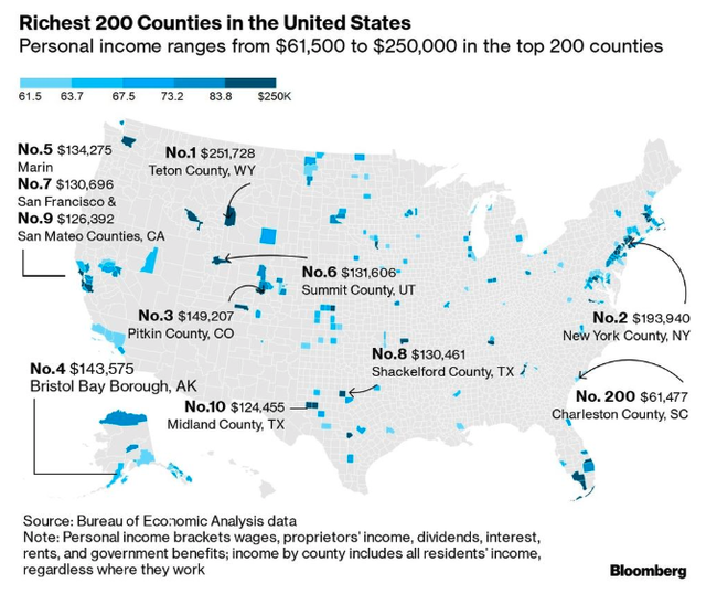 Where The Rich Are Getting Richer Mapping America's 200 Wealthiest